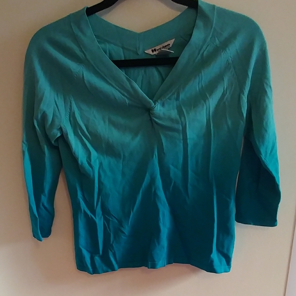 Nygard Teal Ombre Fine Knit Top Blouse - Picture 1 of 4